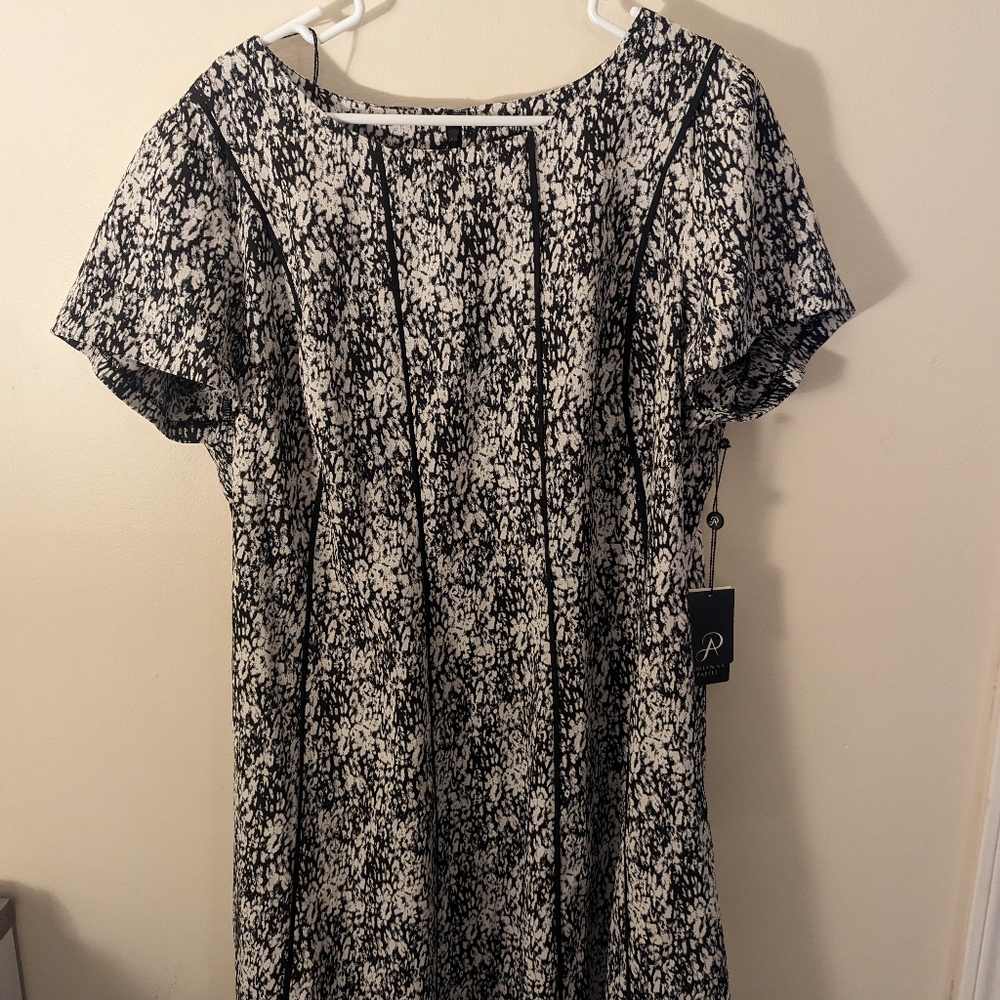 Adrianna Papell Piped Water Color Fit and Flare Dress